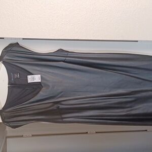 Black Leather Look Dress w/Fringe.